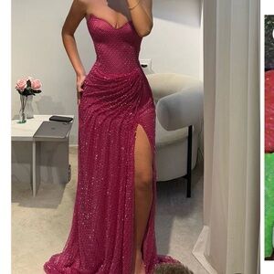 Elegant Pink Strapless Evening Gown